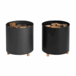 BLEND – Rangement à bois ou granulés – Contenance 30 kg – Design acier & bois